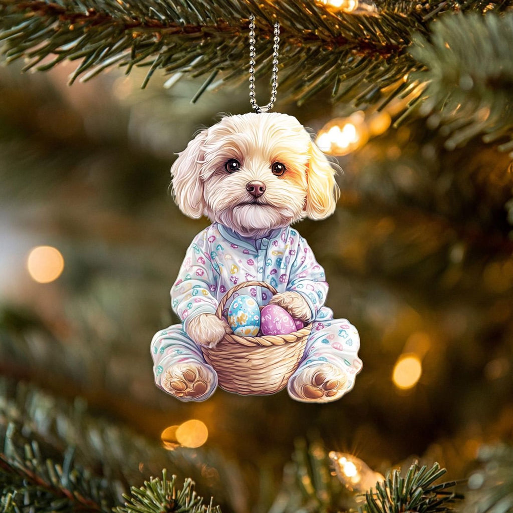 2D Flat Holiday Dog Car Hanging Ornament
