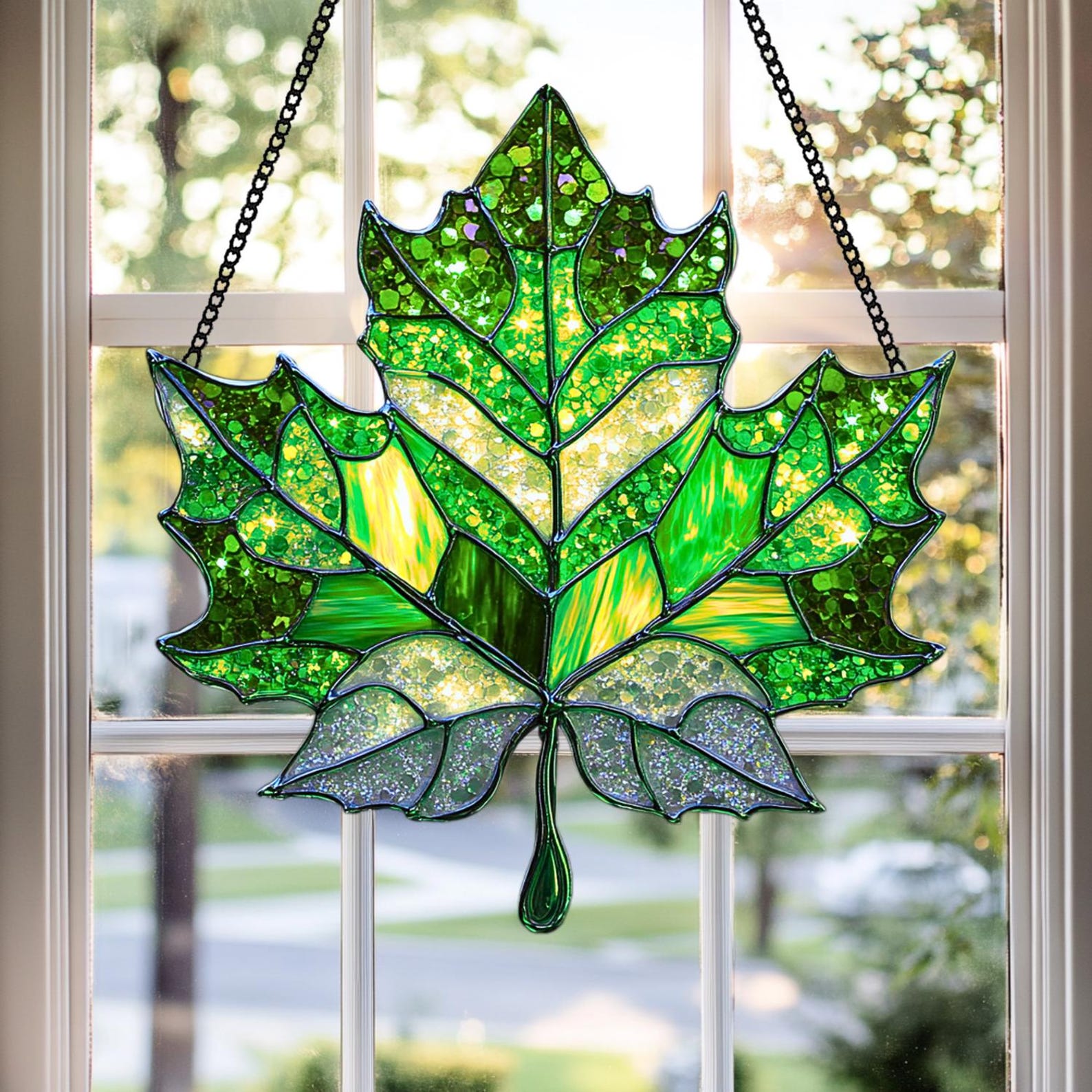 Autumn Maple Suncatcher Elegant Decorative Art Decorate