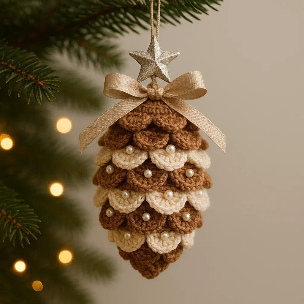 Crochet Pinecone Christmas Ornament