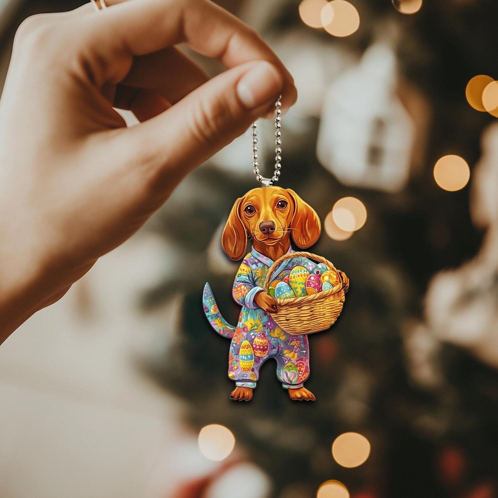 2D Flat Holiday Dog Car Hanging Ornament