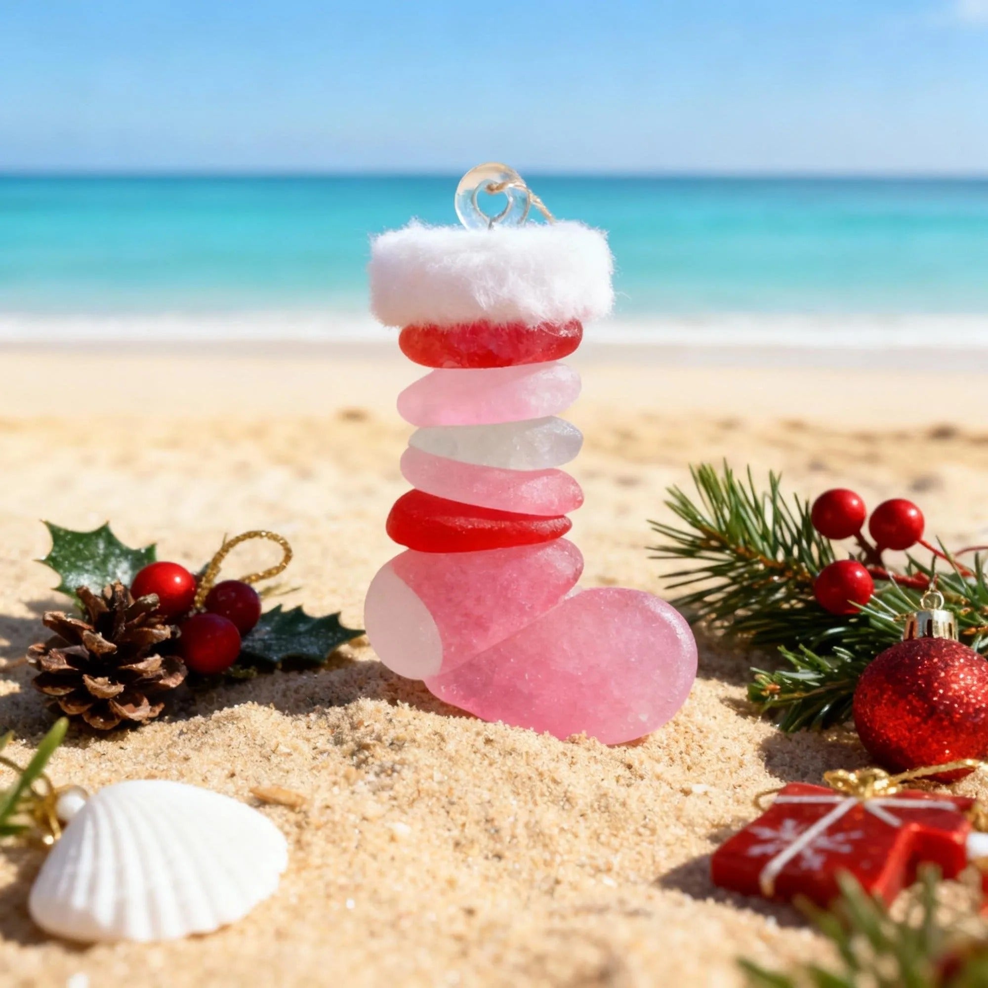 Handmade Sea Glass Christmas Ornament