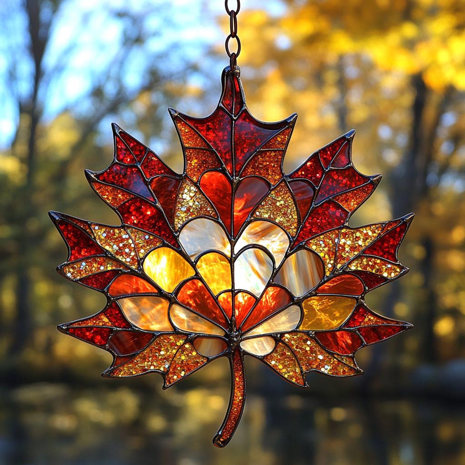 Autumn Maple Suncatcher Elegant Decorative Art Decorate