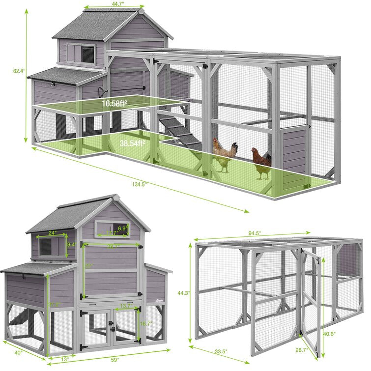59 Square Feet Chicken Coop with Outdoor Run Hot Deal - Selling Fast!D6F3L1M2K9