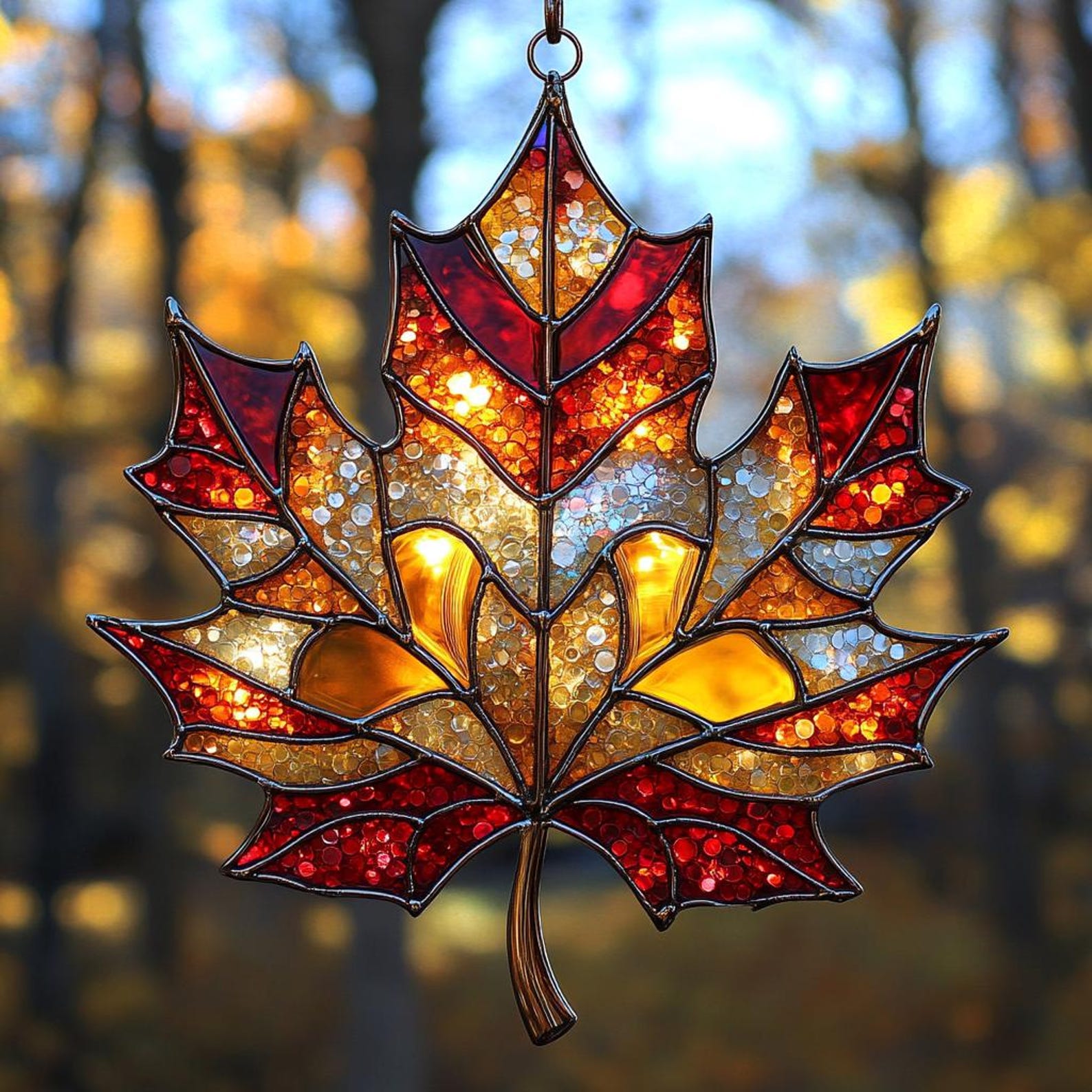 Autumn Maple Suncatcher Elegant Decorative Art Decorate